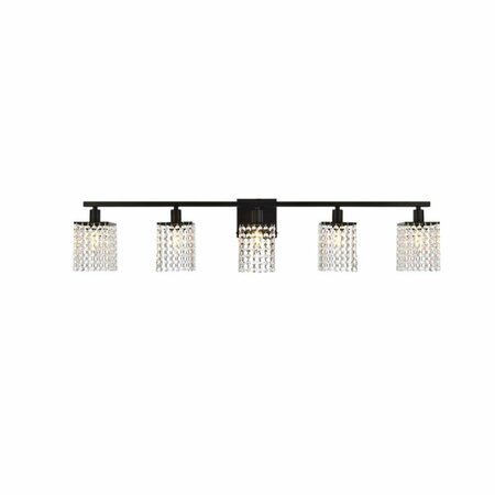 CLING Phineas 5 Lights Bath Sconce In Black with Clear Crystals CL2218935